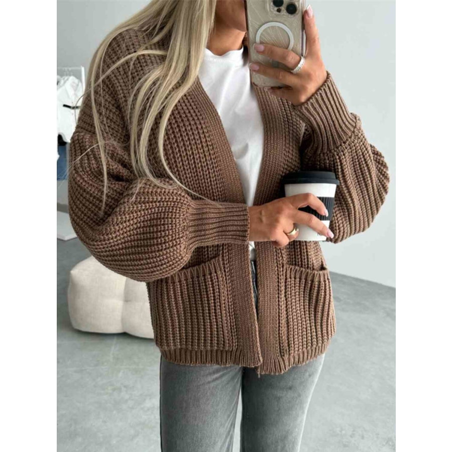 Open Front Dropped Shoulder Cardigan