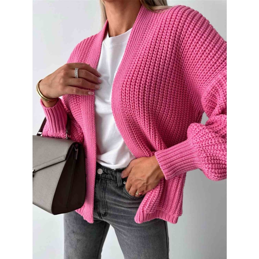 Open Front Dropped Shoulder Cardigan