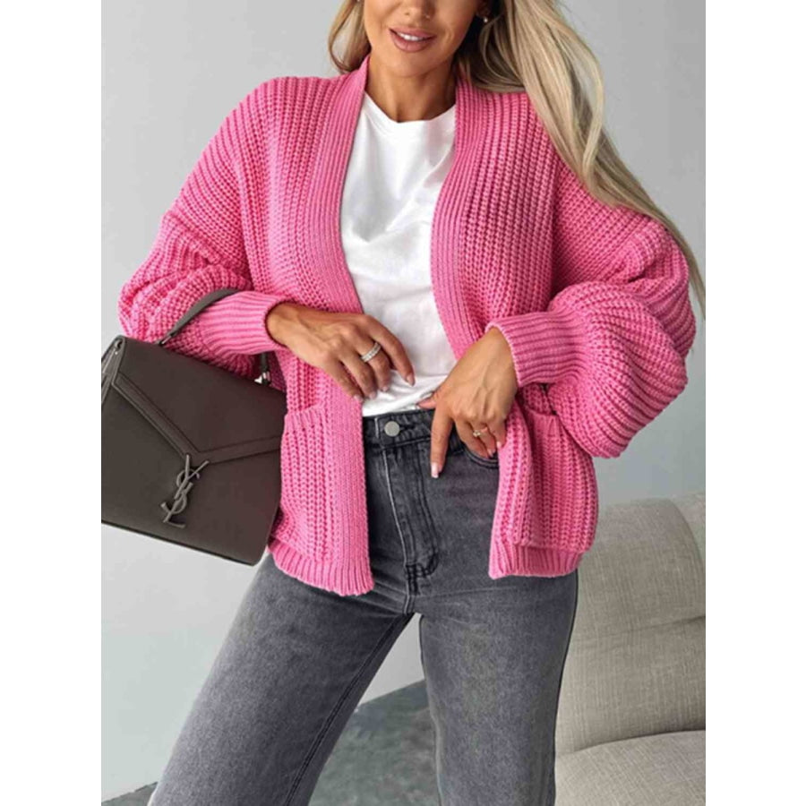 Open Front Dropped Shoulder Cardigan