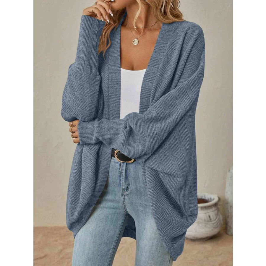 Open Front Dropped Shoulder Cardigan