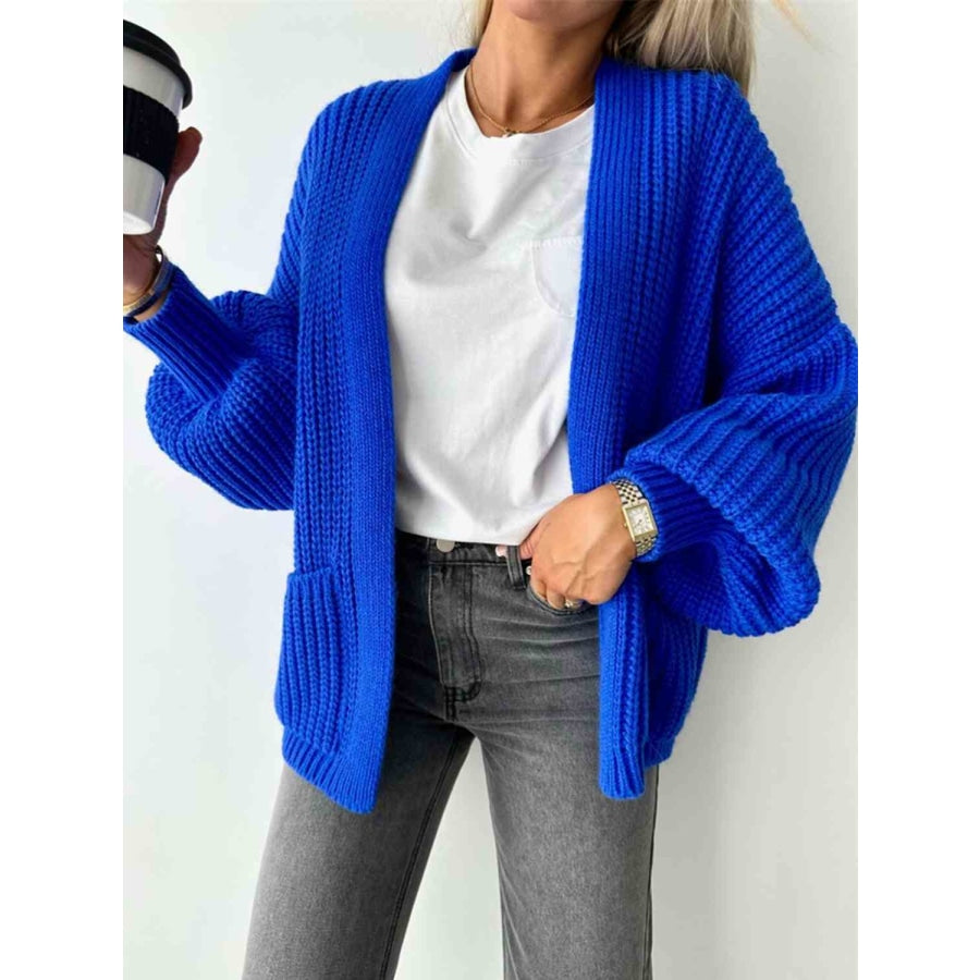 Open Front Dropped Shoulder Cardigan