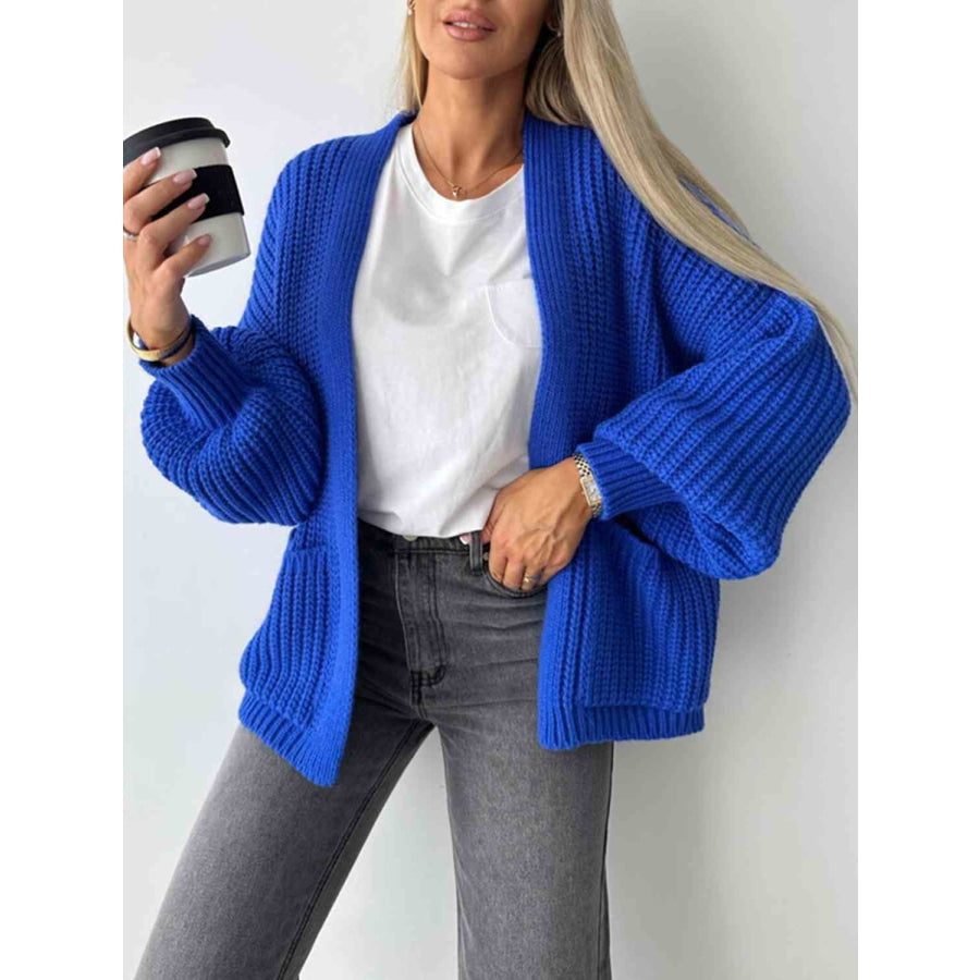 Open Front Dropped Shoulder Cardigan