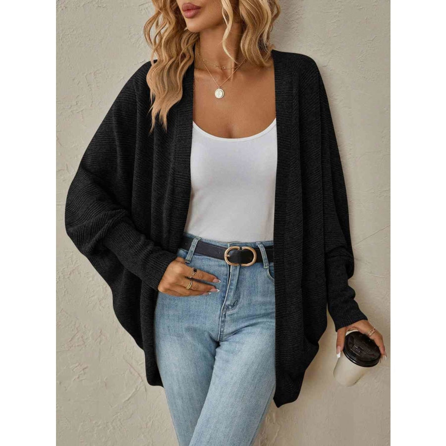 Open Front Dropped Shoulder Cardigan