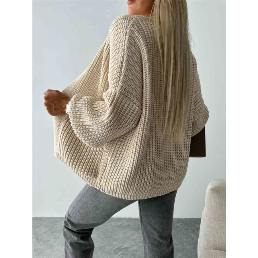 Open Front Dropped Shoulder Cardigan