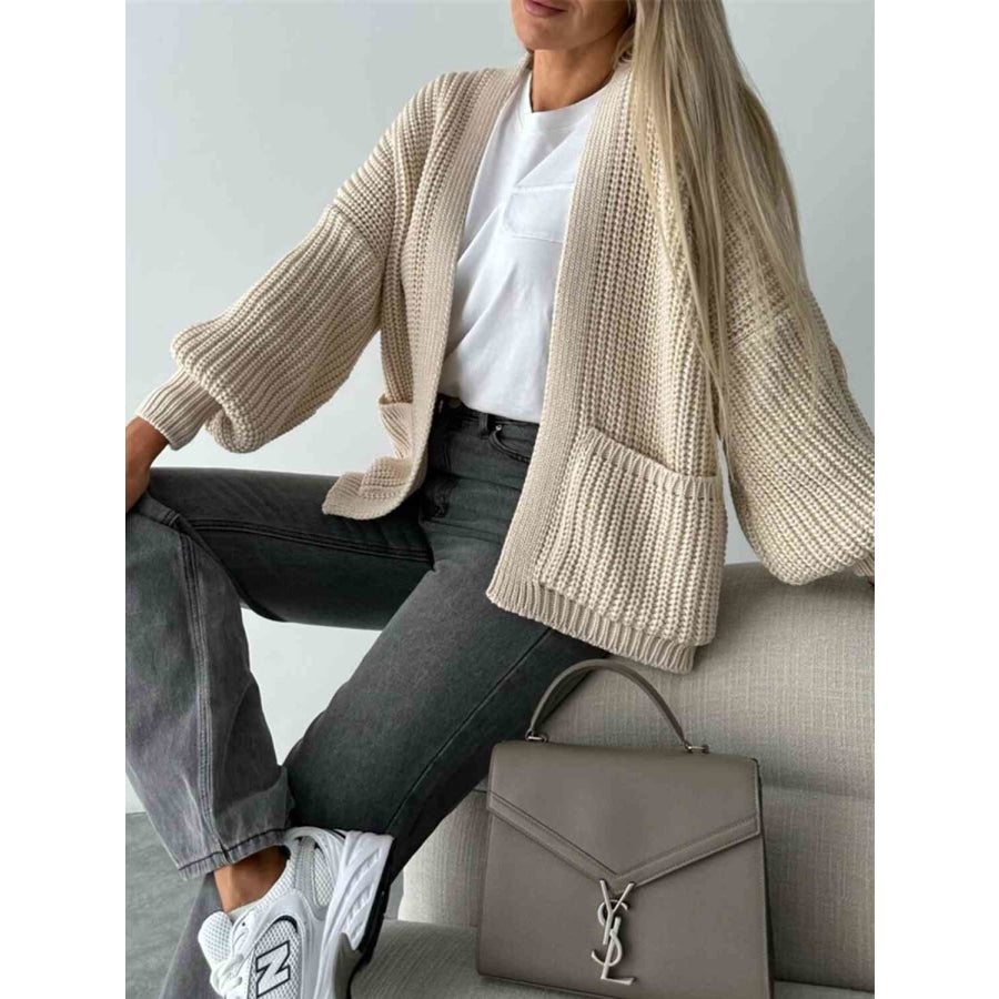 Open Front Dropped Shoulder Cardigan