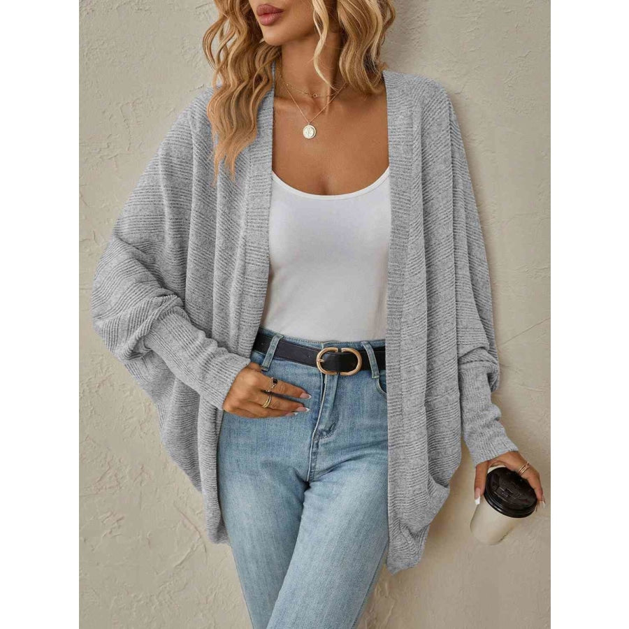 Open Front Dropped Shoulder Cardigan