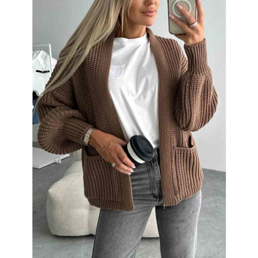 Open Front Dropped Shoulder Cardigan