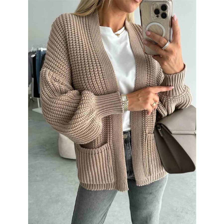 Open Front Dropped Shoulder Cardigan