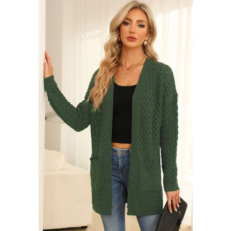 Open Front Dropped Shoulder Cardigan with Pockets Clothing