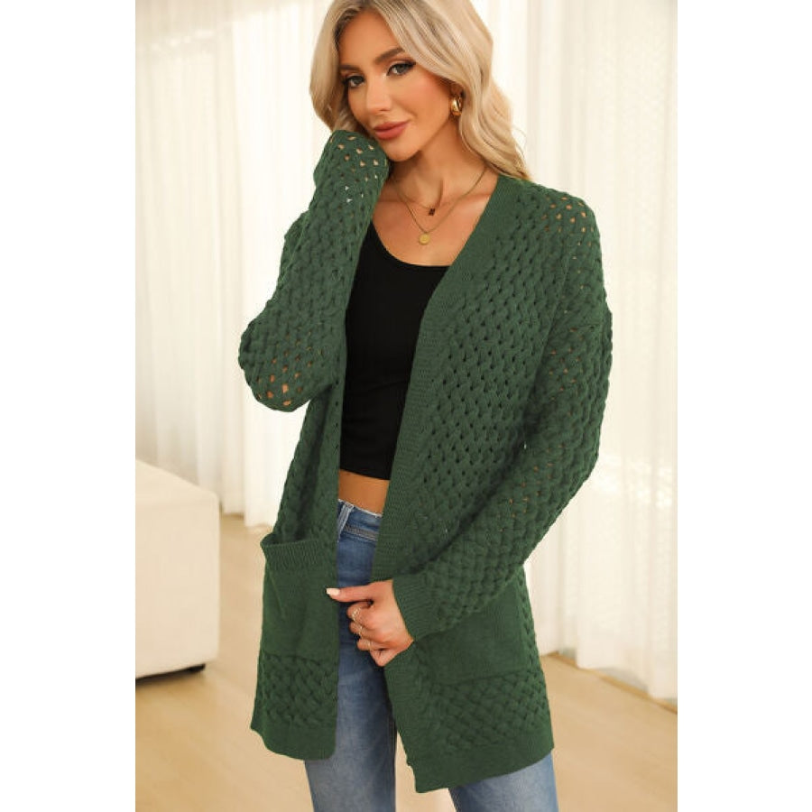 Open Front Dropped Shoulder Cardigan with Pockets Clothing