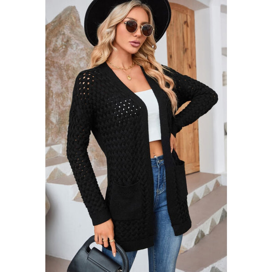 Open Front Dropped Shoulder Cardigan with Pockets Clothing