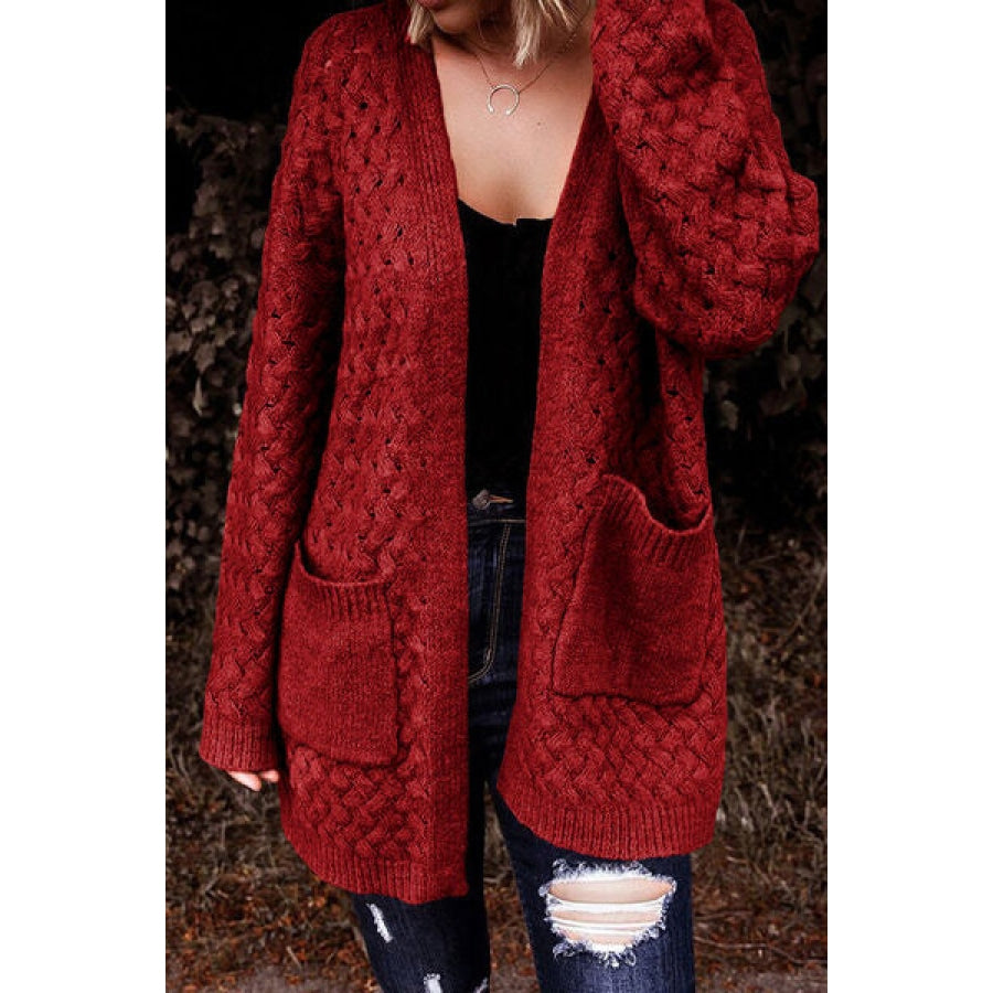 Open Front Dropped Shoulder Cardigan with Pockets Clothing