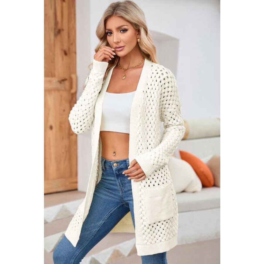 Open Front Dropped Shoulder Cardigan with Pockets Clothing