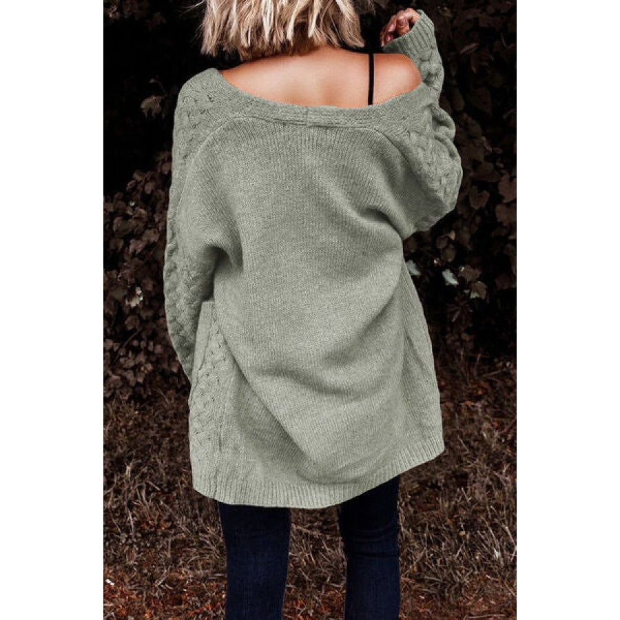 Open Front Dropped Shoulder Cardigan with Pockets Clothing