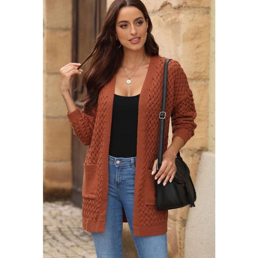 Open Front Dropped Shoulder Cardigan with Pockets Clothing