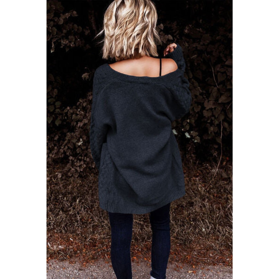 Open Front Dropped Shoulder Cardigan with Pockets Clothing