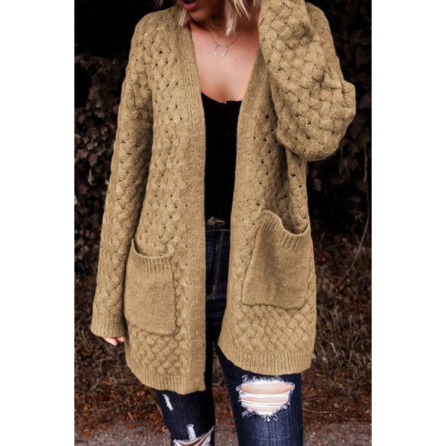 Open Front Dropped Shoulder Cardigan with Pockets Clothing