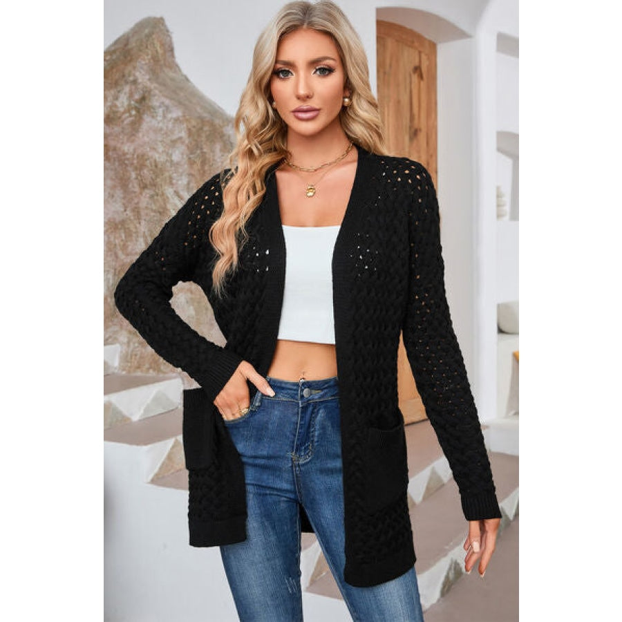 Open Front Dropped Shoulder Cardigan with Pockets Clothing