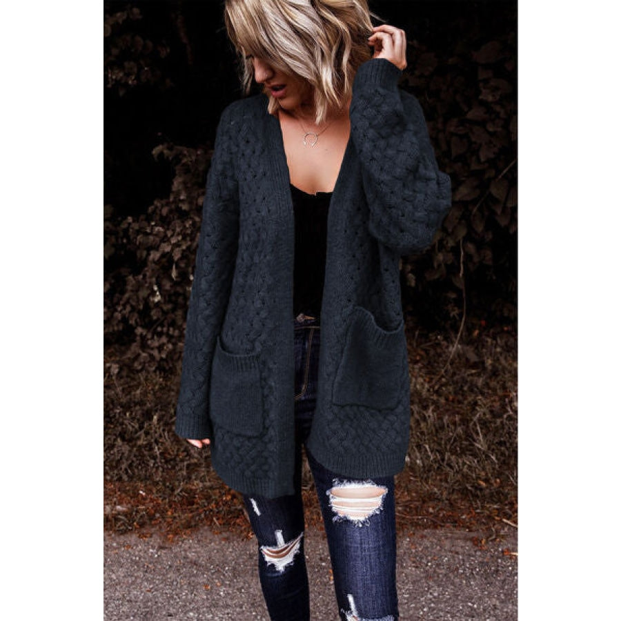 Open Front Dropped Shoulder Cardigan with Pockets Clothing