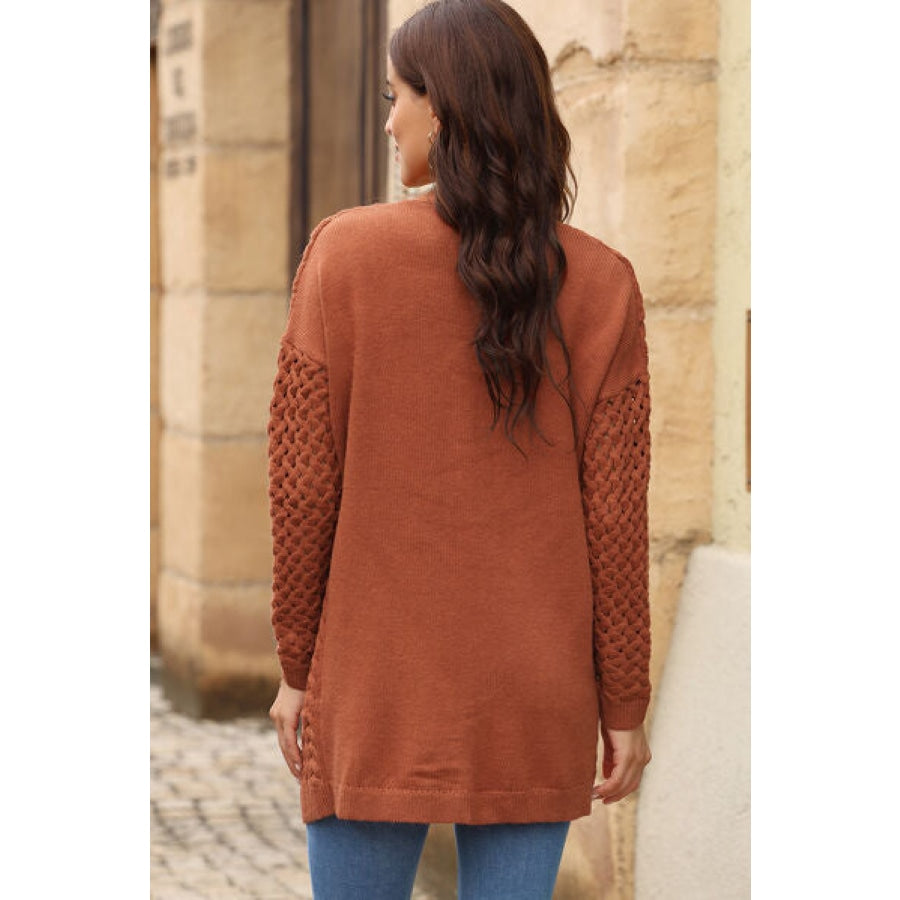 Open Front Dropped Shoulder Cardigan with Pockets Clothing