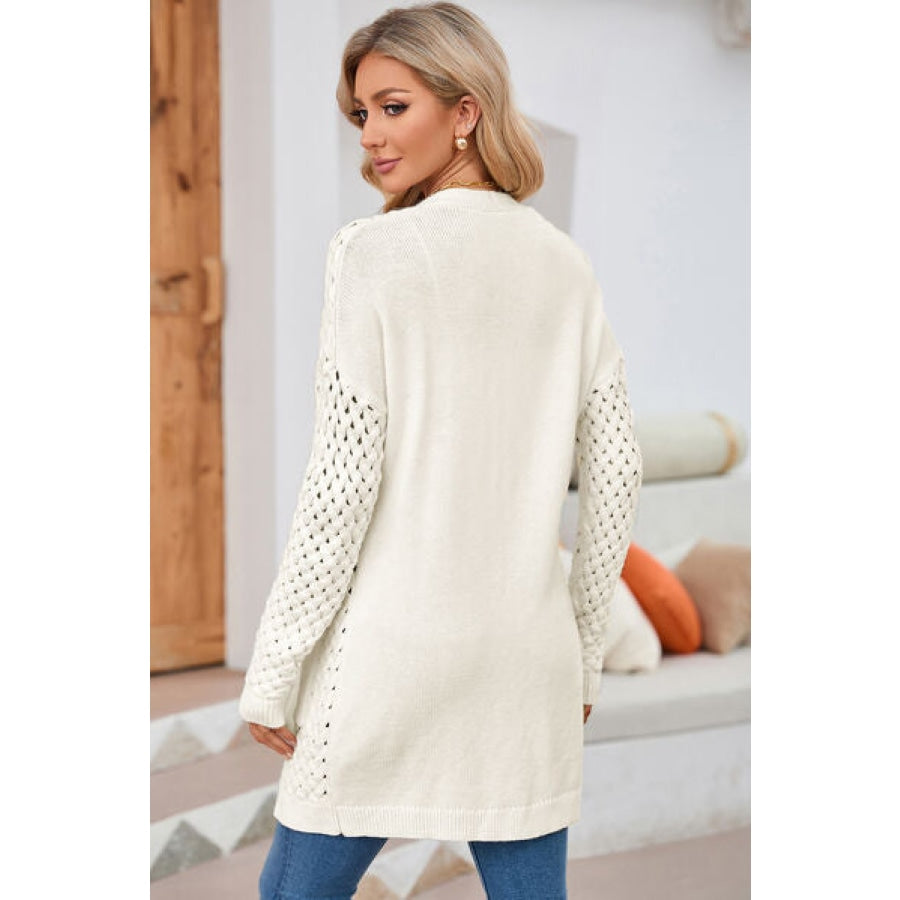 Open Front Dropped Shoulder Cardigan with Pockets Clothing