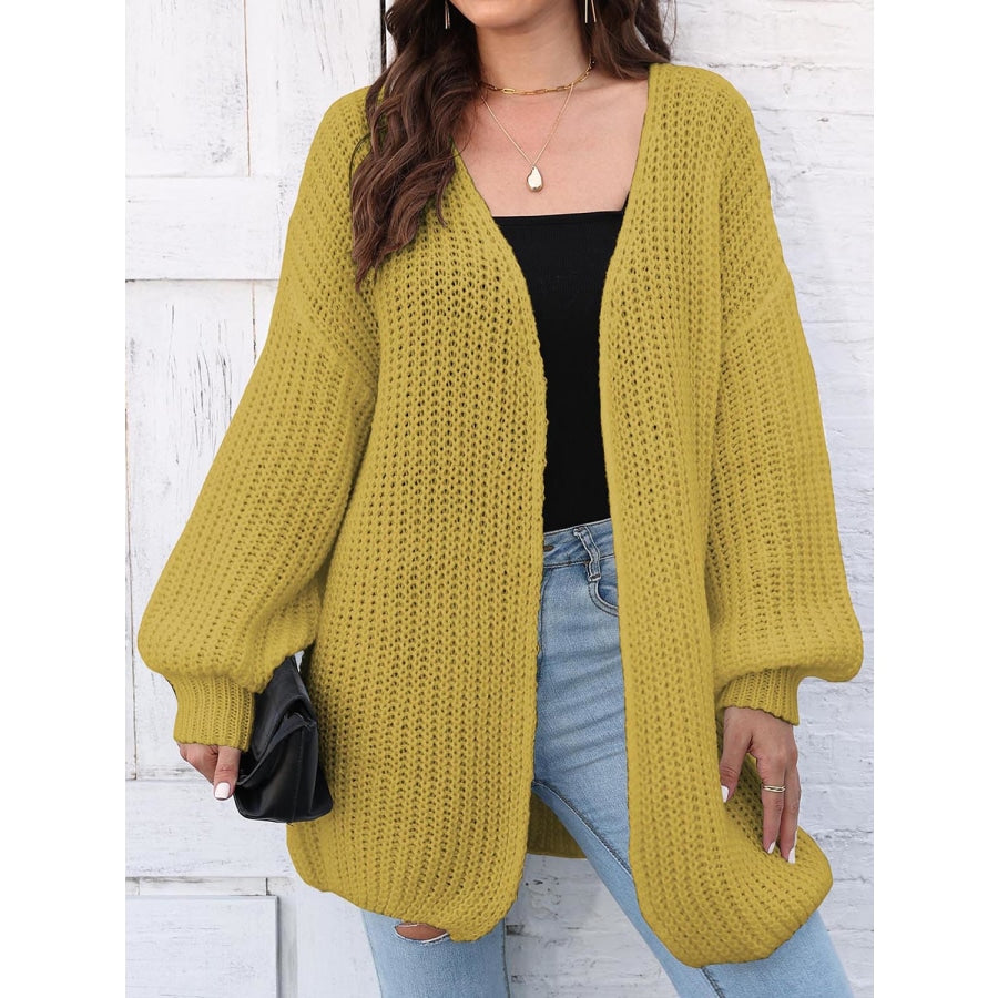 Open Front Dropped Shoulder Longline Cardigan Chartreuse / One Size