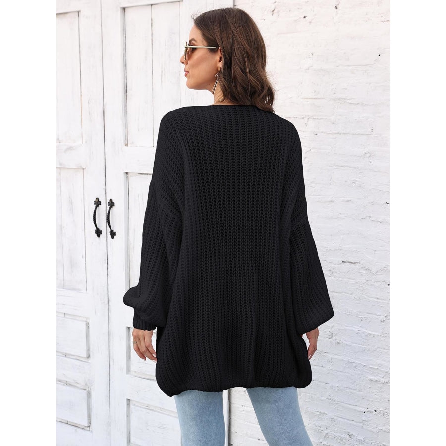 Open Front Dropped Shoulder Longline Cardigan