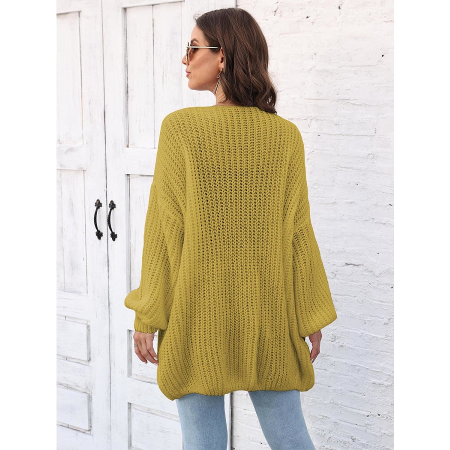 Open Front Dropped Shoulder Longline Cardigan Chartreuse / One Size