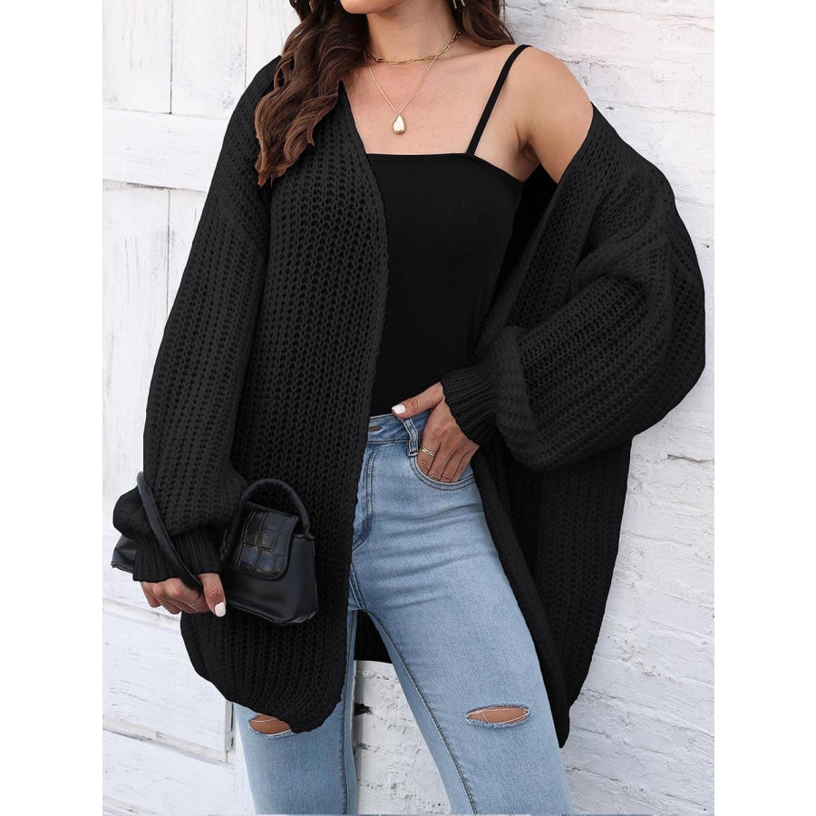 Open Front Dropped Shoulder Longline Cardigan