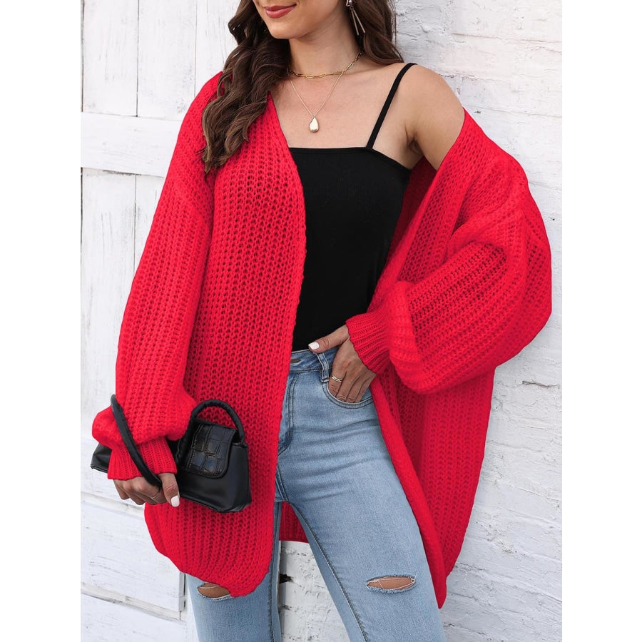 Open Front Dropped Shoulder Longline Cardigan