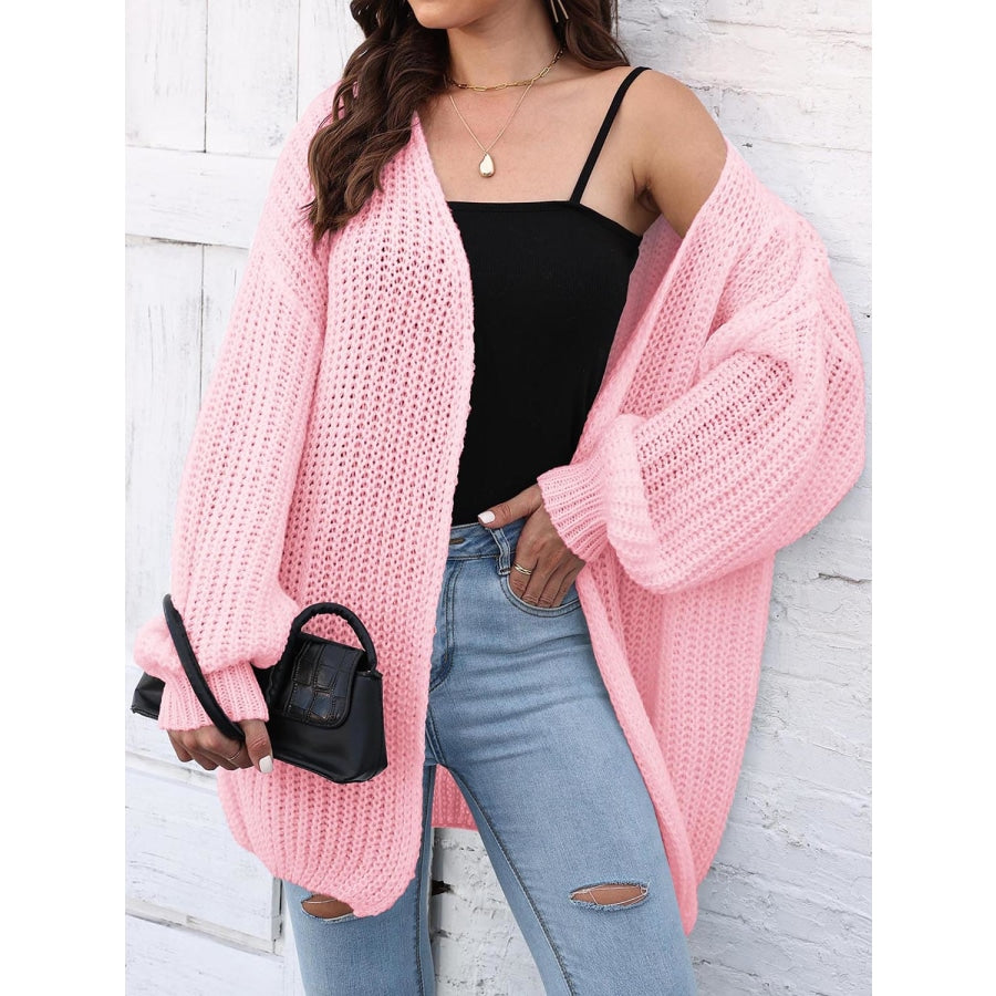 Open Front Dropped Shoulder Longline Cardigan