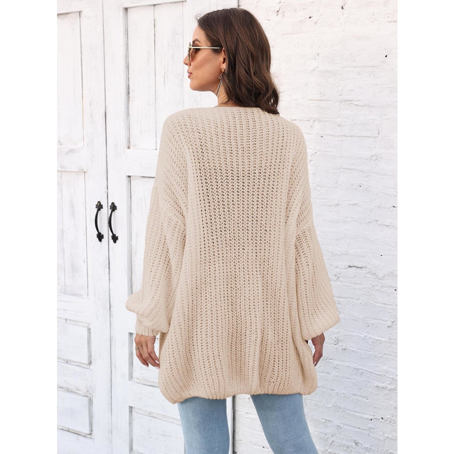 Open Front Dropped Shoulder Longline Cardigan