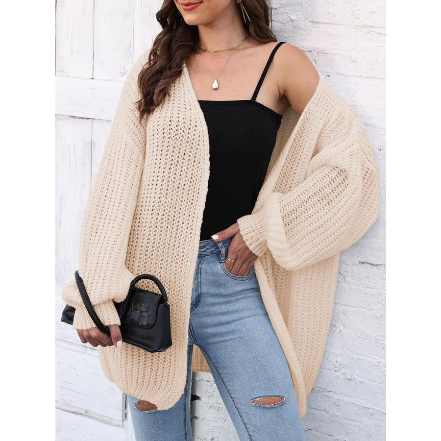 Open Front Dropped Shoulder Longline Cardigan