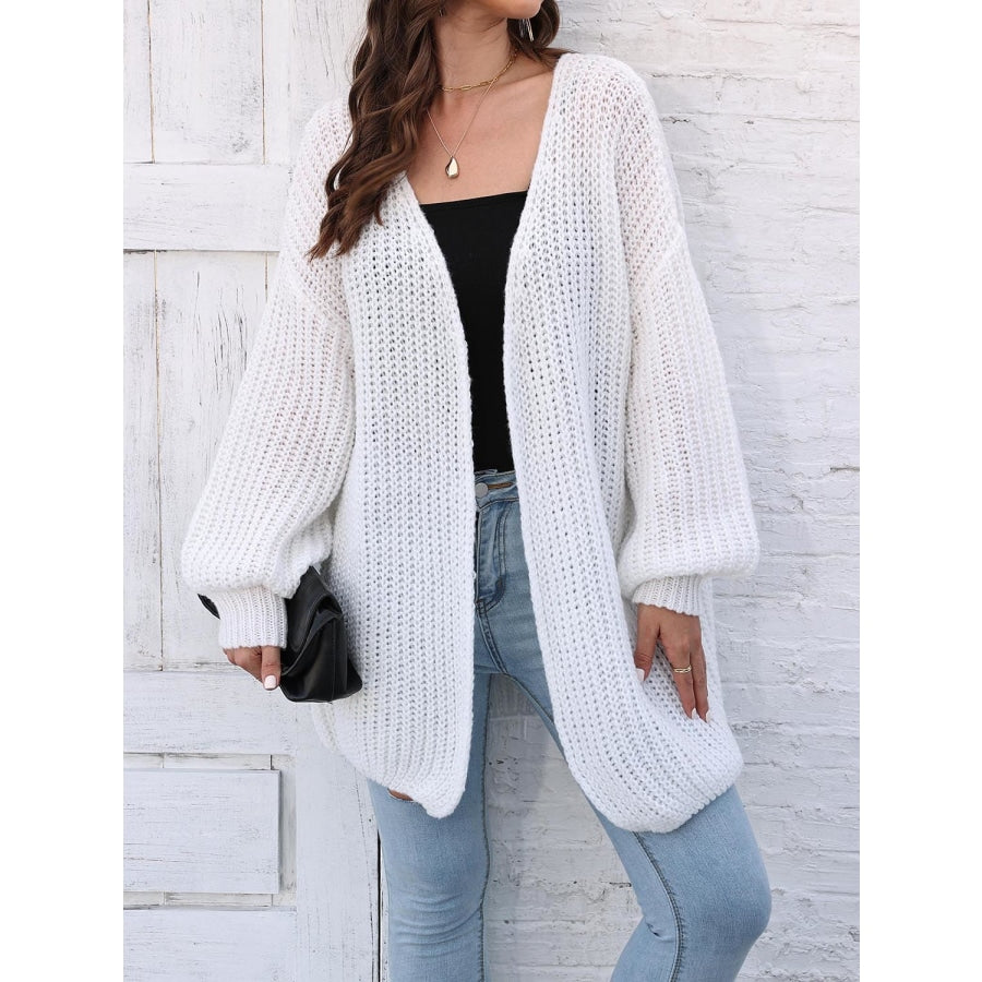 Open Front Dropped Shoulder Longline Cardigan