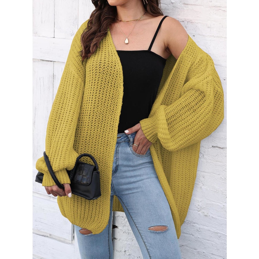 Open Front Dropped Shoulder Longline Cardigan