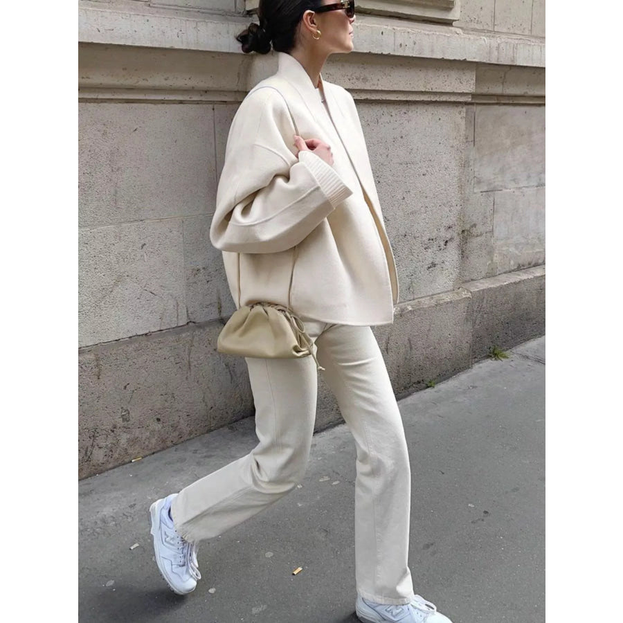 Open Front Dropped Shoulder Outerwear Apparel and Accessories