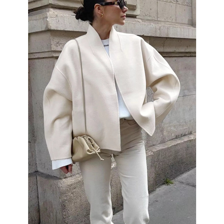 Open Front Dropped Shoulder Outerwear Ivory / S Apparel and Accessories