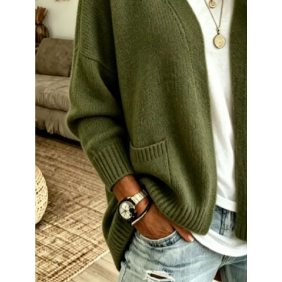 Open Front Knit Cardigan with Pockets Apparel and Accessories