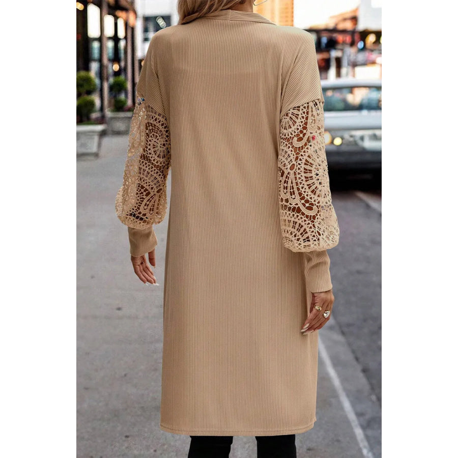 Open Front Lace Lantern Sleeve Cover-Up Apparel and Accessories