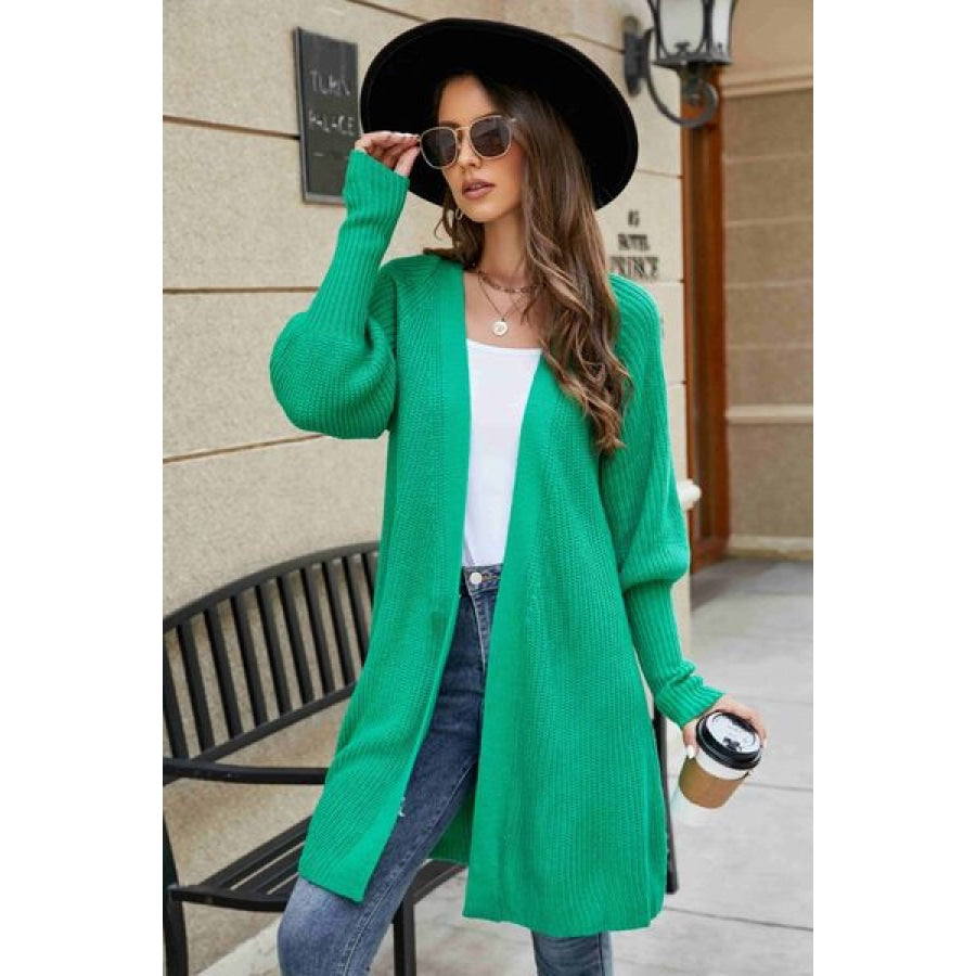 Open Front Lantern Sleeve Cardigan Clothing