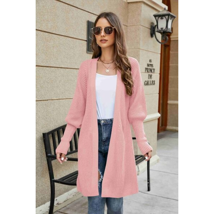 Open Front Lantern Sleeve Cardigan Dusty Pink / S Clothing