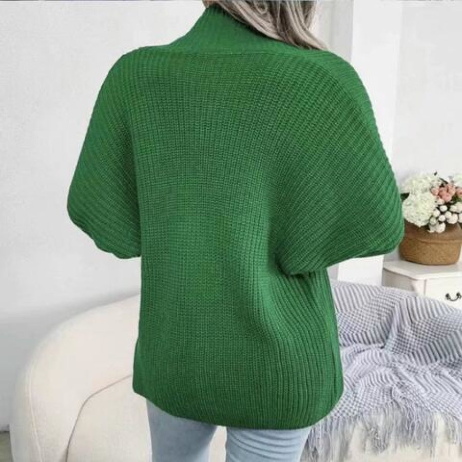 Open Front Lantern Sleeve Cardigan Mid Green / S