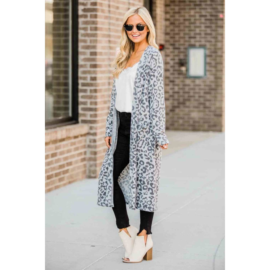 Open Front Leopard Cardigan