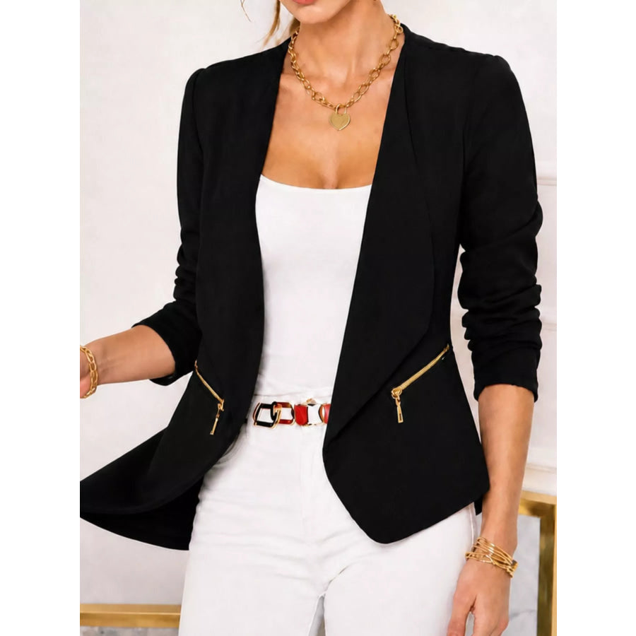 Open-Front Long Sleeve Blazer Black / S Apparel and Accessories