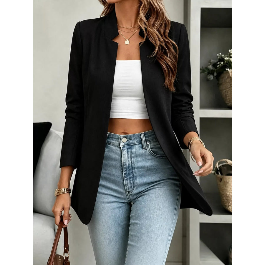 Open-Front Long Sleeve Blazer Black / S Apparel and Accessories