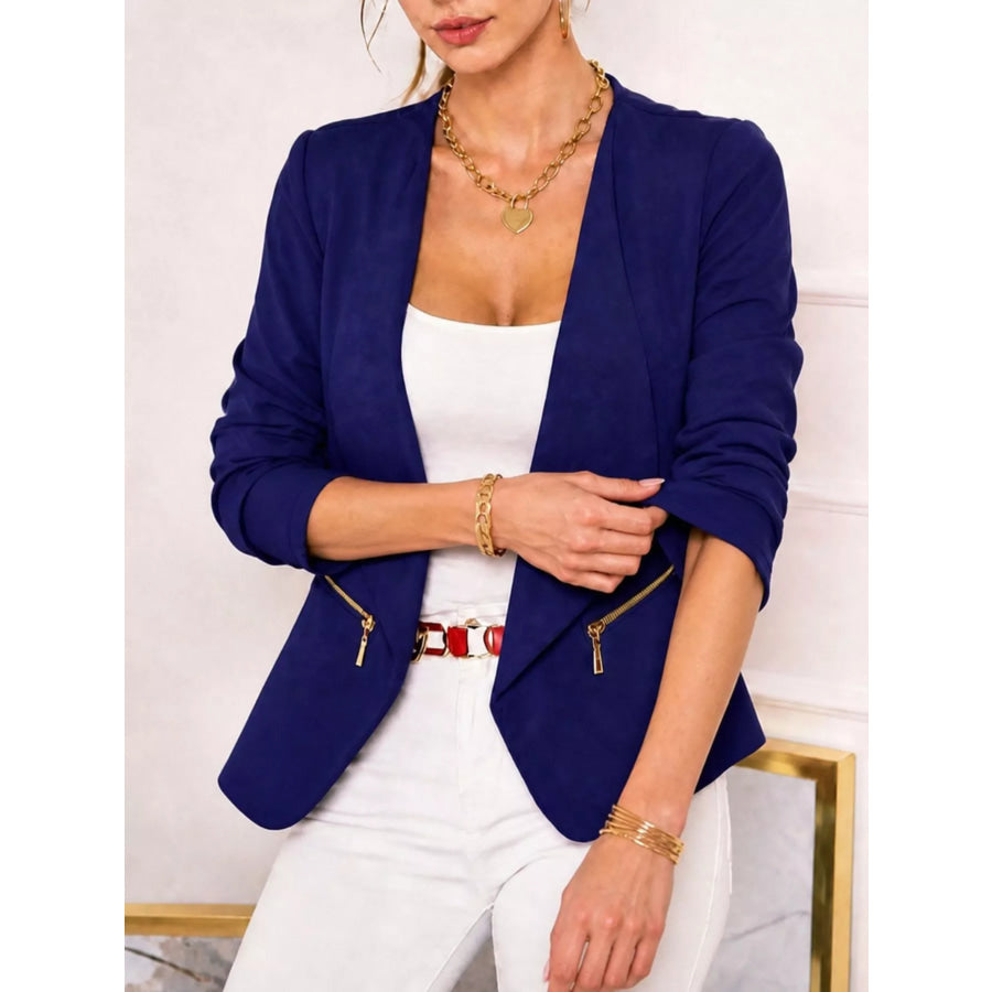 Open-Front Long Sleeve Blazer Navy / S Apparel and Accessories