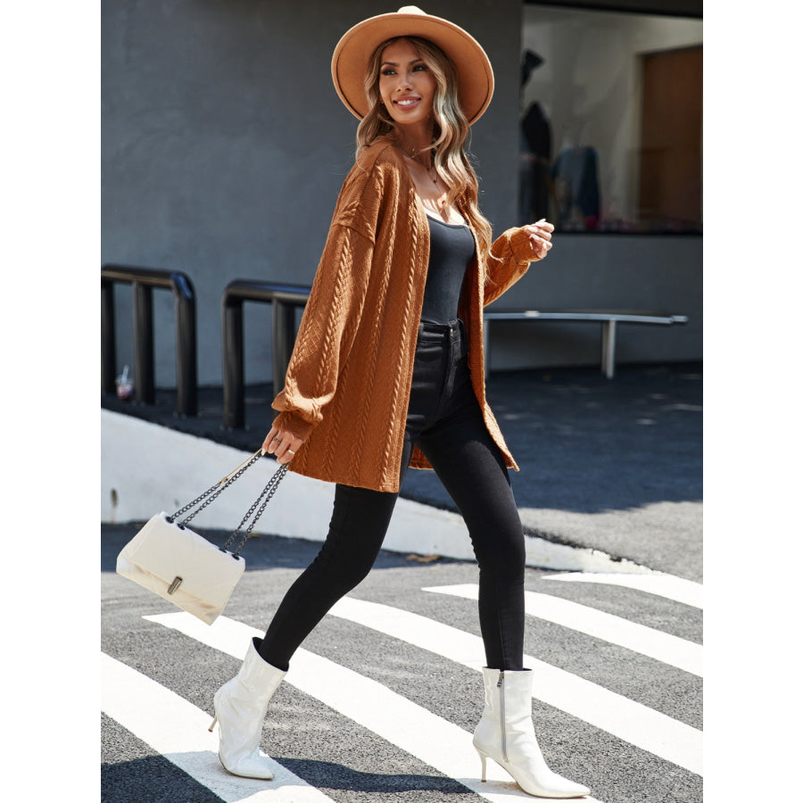 Open Front Long Sleeve Cardigan Apparel and Accessories