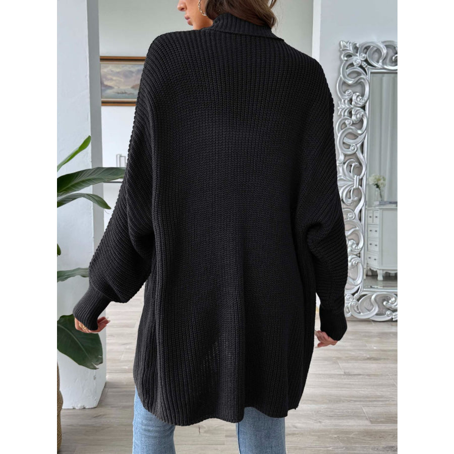 Open Front Long Sleeve Cardigan Black / One Size Apparel and Accessories