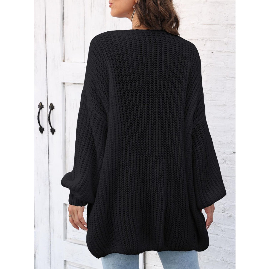 Open Front Long Sleeve Cardigan Black / One Size Apparel and Accessories