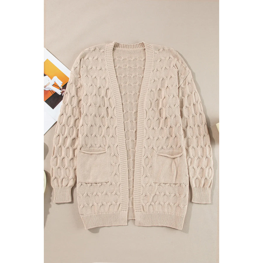 Open Front Long Sleeve Cardigan Dust Storm / S Apparel and Accessories